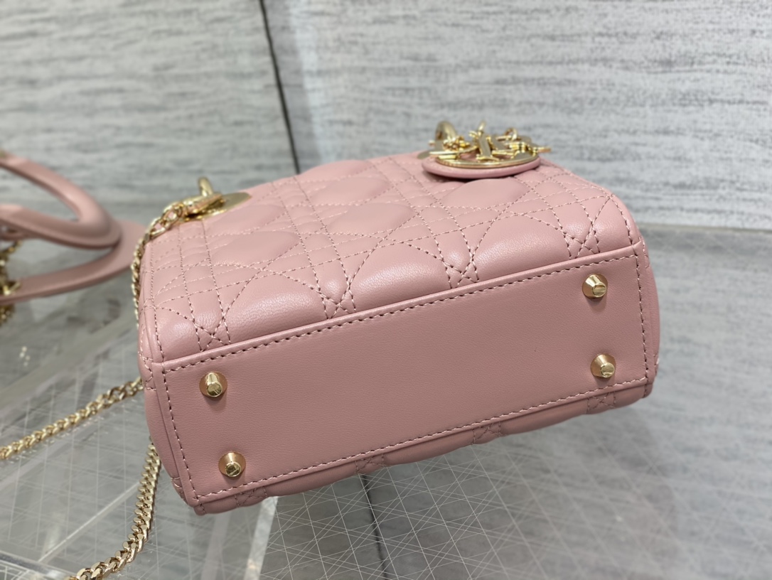 Mini Lady Dior Bag Pink Cannage Lambskin